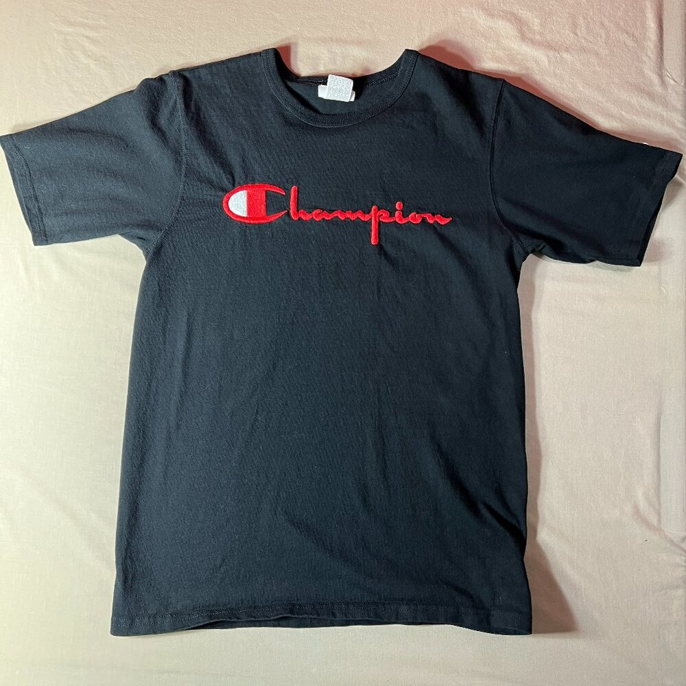 Champion Heritage Direct Flock Embroidered Black Short Sleeve GT19 Mens